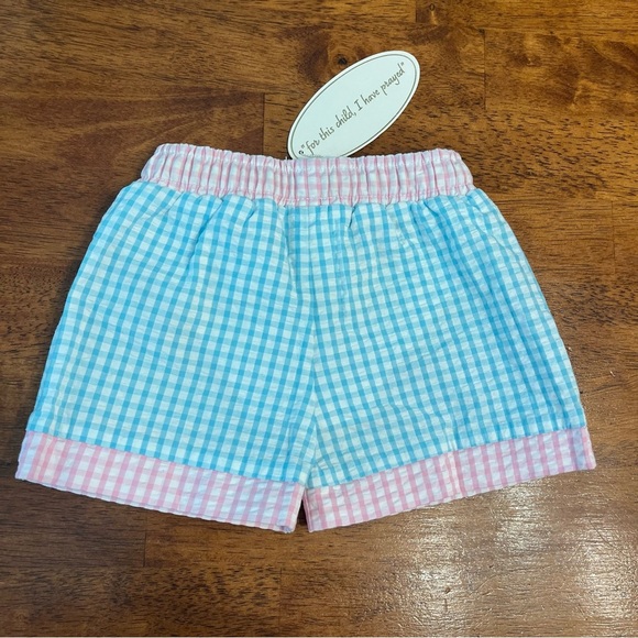 NWT lullaby set pink blue seersucker swim trunks boys size 2T 100% cotton - Picture 6 of 6